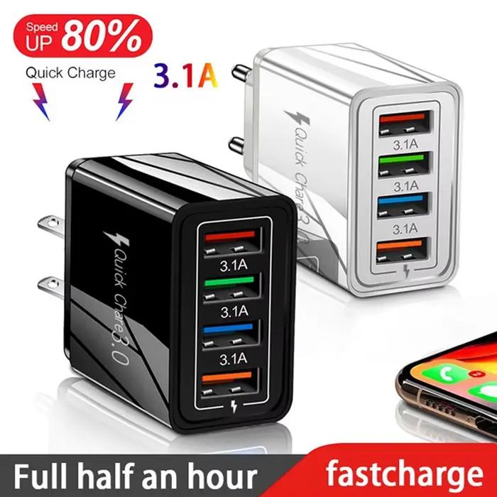 Chargeur USB 3A 4 ports USB Charge rapide 3.0 prise ue US