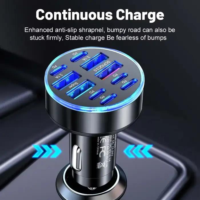 350W 10 Ports chargeur de voiture charge rapide PD QC3.0 USB C
