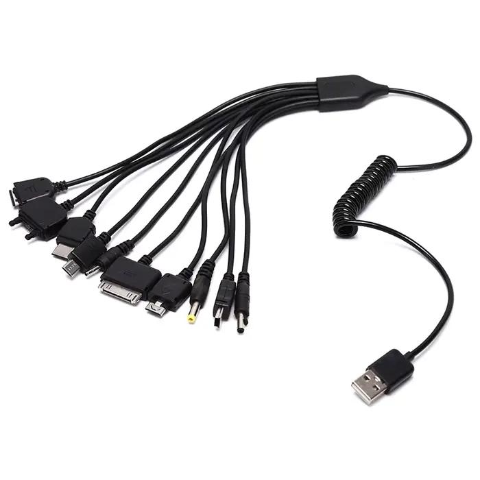 Universal 10 in 1 USB Multi Function Charger Retractable Portable Phone Cable For Various Cellphone Charging