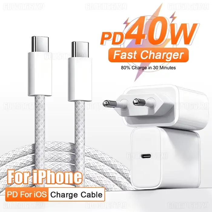 Chargeur de téléphone original 40W pour iPhone 11 12 13 14 15 16 17 Pro Max 16 Plus 17 Air
