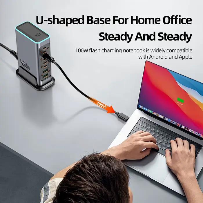 Chargeur de bureau multi-ports 660W à 8 ports