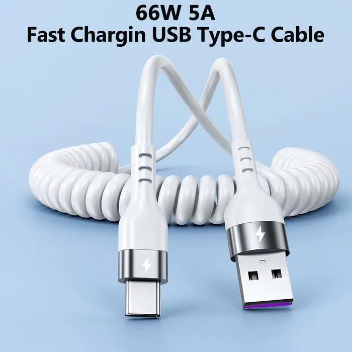 Câble télescopique USB Type-C 66W/5A à ressort