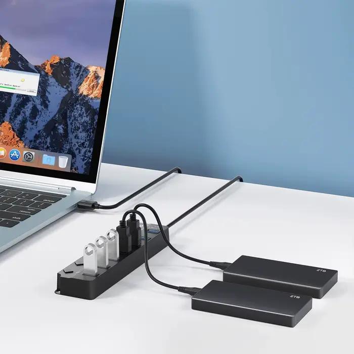 Hub USB 3.0 Hub USB 2.0 Hub répartiteur Multi USB câble de 100 cm de Long extenseur Multiple pour ordinateur portable