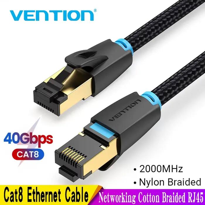 Câble Ethernet Vention CAT8 40Gbps 2000MHz réseau coton tressé Internet pour ordinateurs portables PS4 routeur occasions spéciales