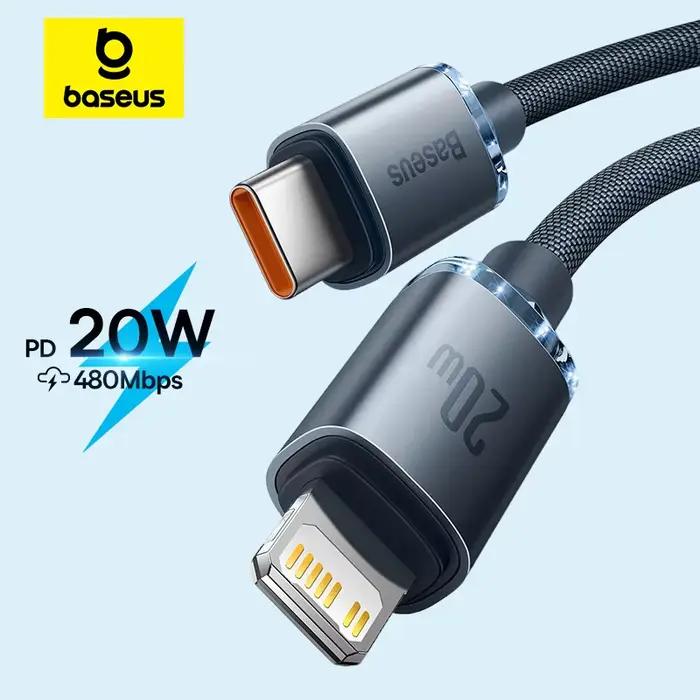 Câble de chargement rapide Baseus USB Type C PD 20W pour iPhone 14 13 12 Pro X 8 en tresse robuste et certifié pour charge rapide occasions quotidiennes et cadeaux