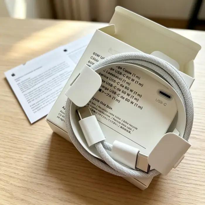 Câble de charge USB-C vers Lightning tressé 60W 1M à charge rapide pour iPhone 17 16 15 14 13 12 11 Pro Max Plus Air – Limité à 1000 unités