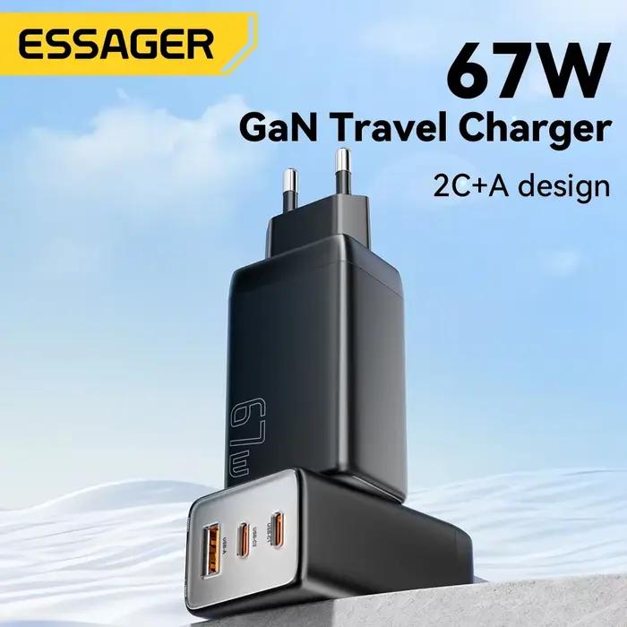 Essager 67W GaN USB-C chargeur PD 3.0 QC 3.0 Charge rapide pour iPhone 16 15 Pro Max Xiaomi Samsung Huawei Mate 70 chargeurs pour ordinateurs portables