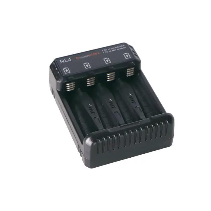 Chargeur intelligent POWERKAN NL4 4 emplacements pour piles rechargeables Ni-MH Ni-Cd AA AAA Lithium-ion AA AAA USB Type-C Occasions spéciales recharge batterie