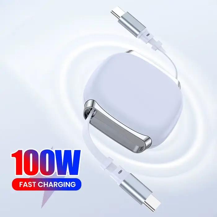 Elough Type C à Type C câble 100W pour iPhone 16 15 Samsung iPad Carplay PD câble télescopique de voiture de charge rapide cordon de données USB C
