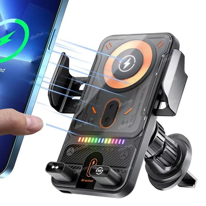Support de charge rapide sans fil pour grille d'aération de voiture avec rotation horizontale-verticale pour iPhone 17 16 15 14