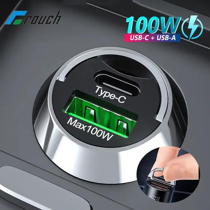 Mini chargeur de voiture USB 100W Type C QC3.0 PD pour charge rapide et efficace smartphones iPhone Samsung Huawei Xiaomi occasions spéciales