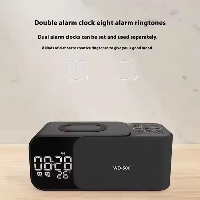 15W charge sans fil double réveil maison haut-parleur Bluetooth avec veilleuse