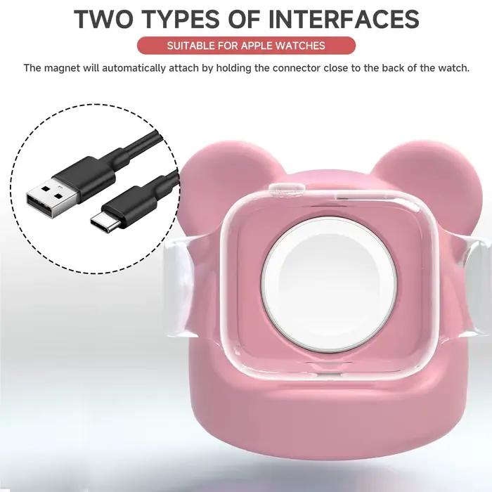 Support de chargeur + câble USB pour Apple Watch série 10 9 8 7 6 SE 5 4 iWatch silicone 46 45 44mm 42mm 41mm 40mm