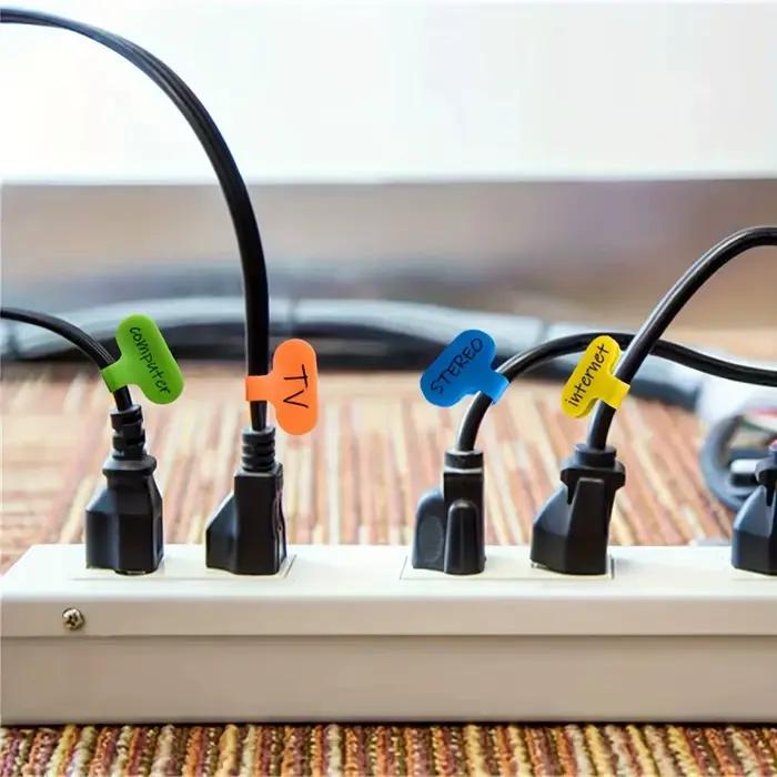 Étiquettes de câbles à identification facile, 10 pièces, attaches de câbles colorées résistantes à la déchirure, étiquettes autocollantes en nylon pour câbles et fils, pour la maison et le bureau