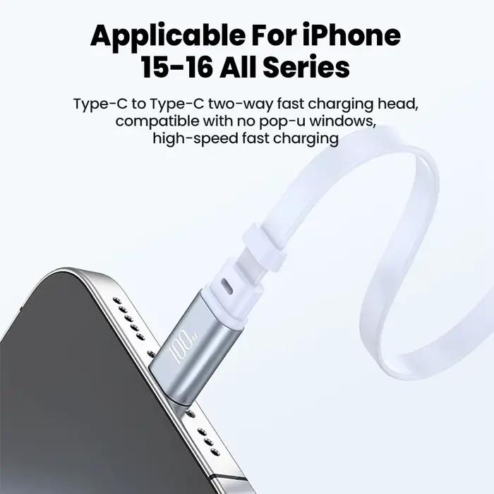 Elough Type C à Type C câble 100W pour iPhone 16 15 Samsung iPad Carplay PD câble télescopique de voiture de charge rapide cordon de données USB C