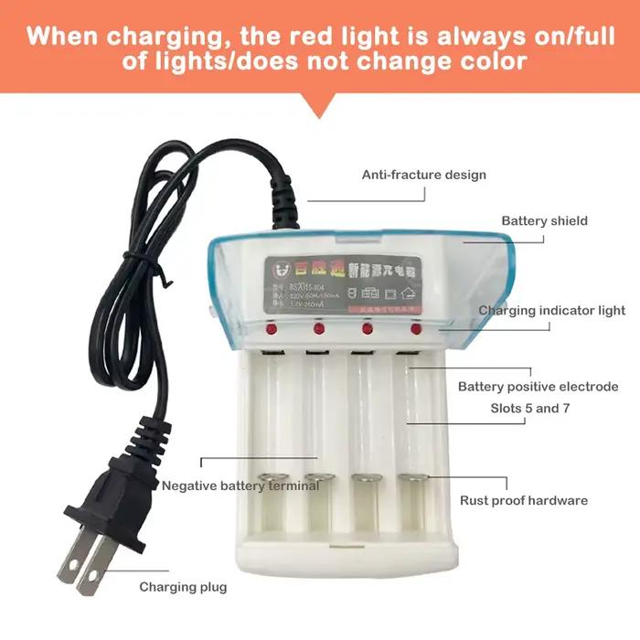 Chargeur rapide pour piles AA AAA 220V Ni-Cd 4 emplacements