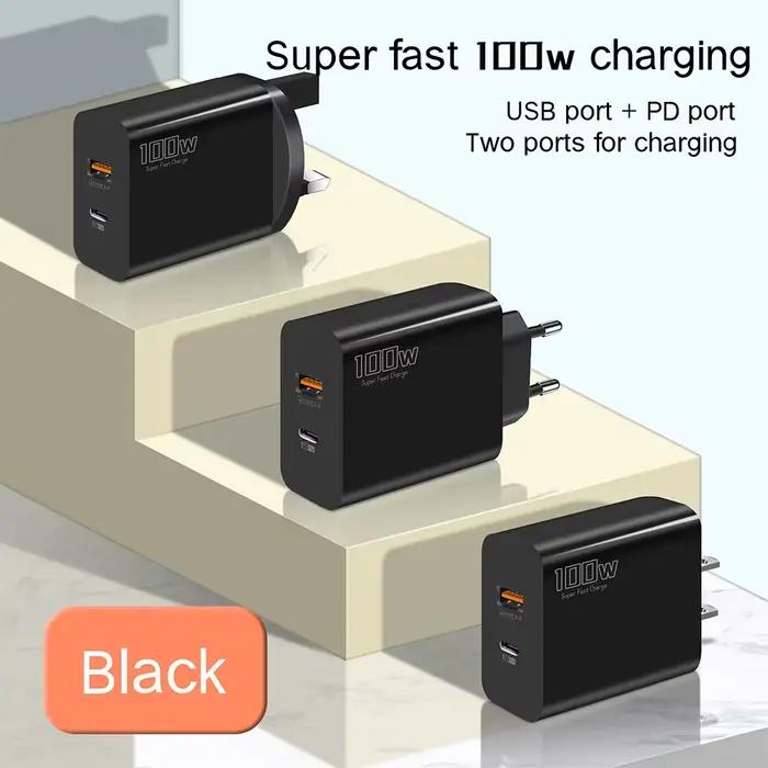 Elough 100W EU/UK/US adaptateur de Charge rapide USB C + USB A Super Charge téléphone portable pour Huawei Samsung Iphone tablette