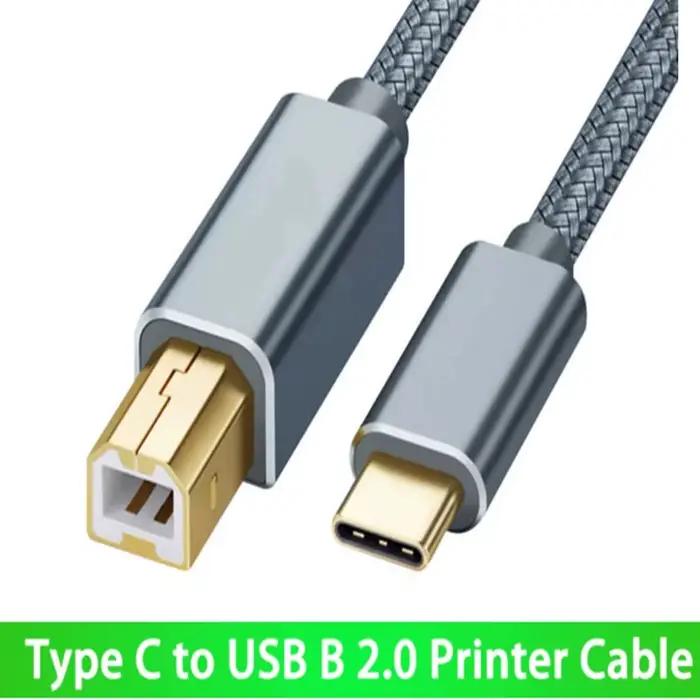 Câble d'imprimante tressé USB C vers USB B 2.0 WEFAWAN 3M pour Epson HP Canon Brother MacBook Pro Samsung câble de contrôle MIDI occasions professionnelles et personnelles