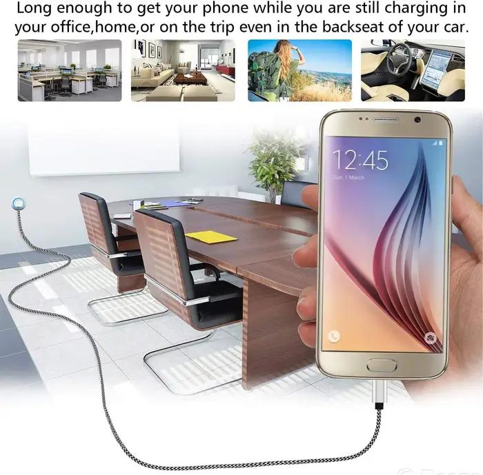 Câble micro USB, paquet de 3 câbles de chargement extra longs de 10 pieds