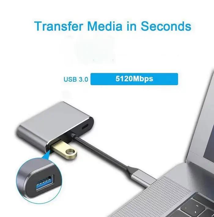 Adaptateur USB-C HDMI Compatible VGA 4K 3D Hub de Répartition Câble pour Moniteur PC Téléphone TV Occasions Spéciales