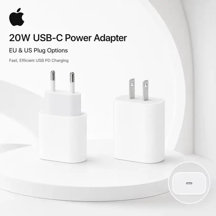 Adaptateur secteur USB-C Apple d'origine 20W 5W, prise EU US, chargeur rapide, câble USB-C vers USB-C, Lightning, USB-A, 25W MagSafe pour iPhone