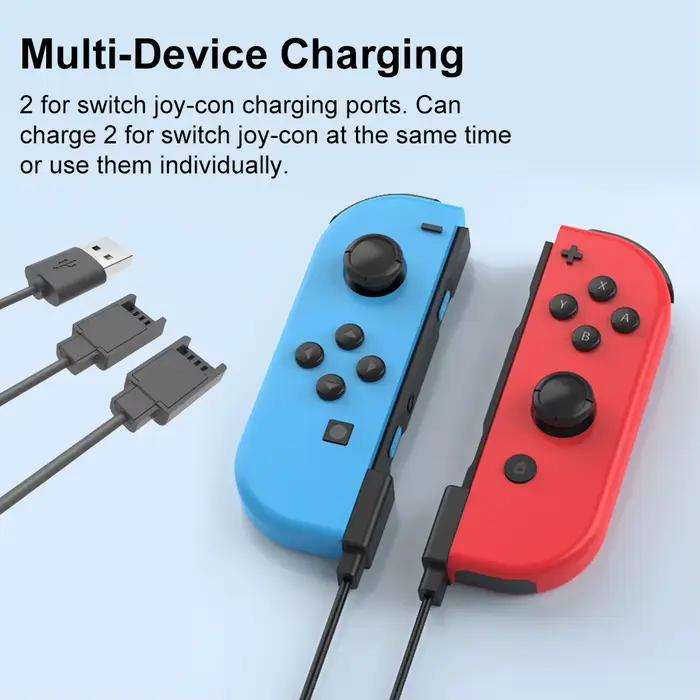 Câble de charge USB 2 en 1 pour manettes Joy-Con longueur 2,5mètres portable pour Nintendo Switch joueurs occasions spéciales voyages