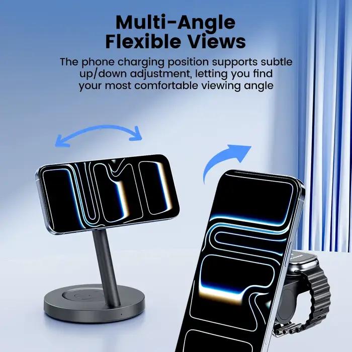 Chargeur sans fil magnétique Toocki Qi2.2 25W à charge rapide 3-en-1 pour iPhone 15 16 17