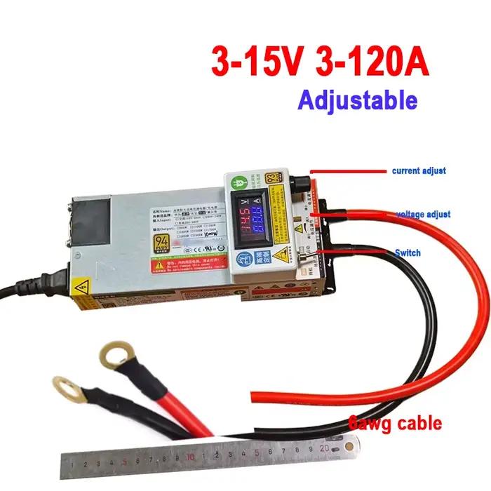 Chargeur réglable 12V 120A Lifepo4 3-15V 3-120A 100A 80A 60A 50A 14.6V 4.2V