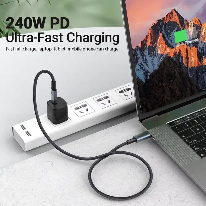 Câble tressé de données rapide USB C vers USB C charge rapide 240W transfert vidéo 8K vitesse 40Gbps pour iPhone Macbook occasions spéciales