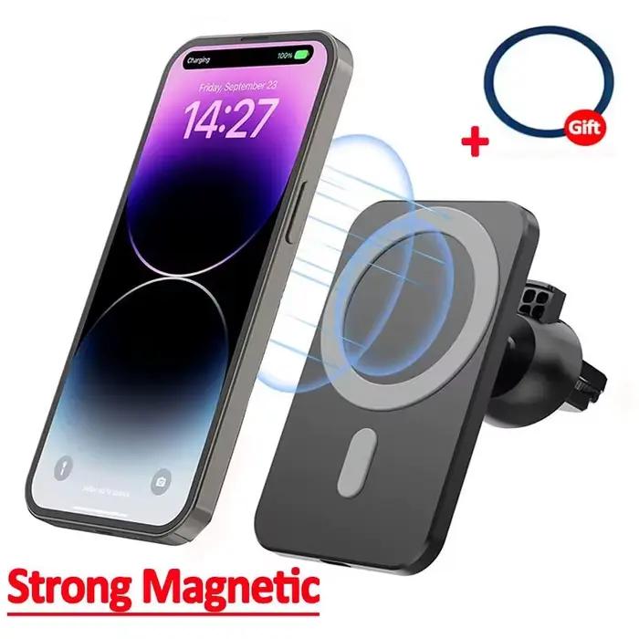 Support de téléphone magnétique sans fil pour grille d'aération de voiture
