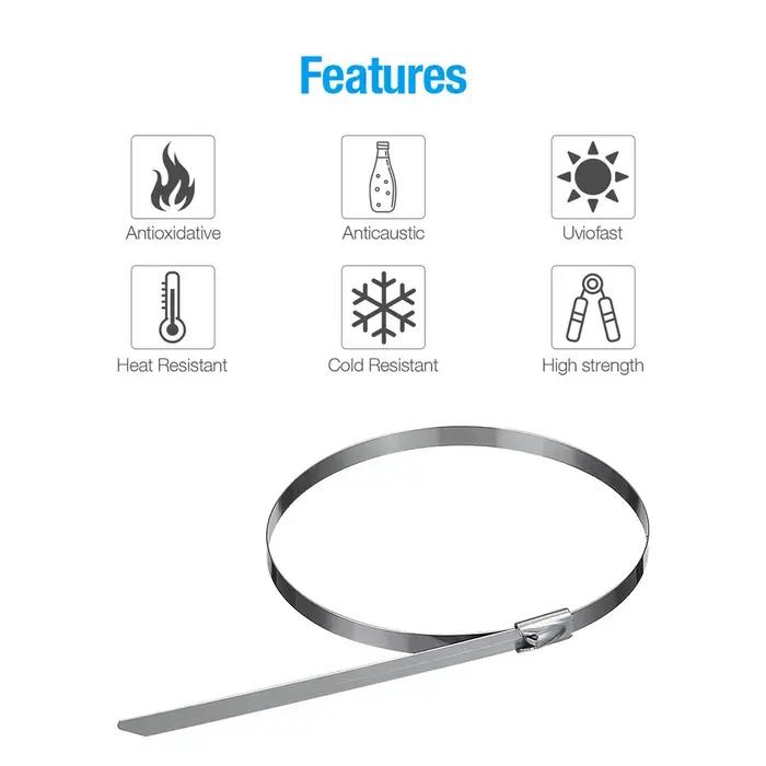 100 pièces 304 # Attaches de câble en acier inoxydable