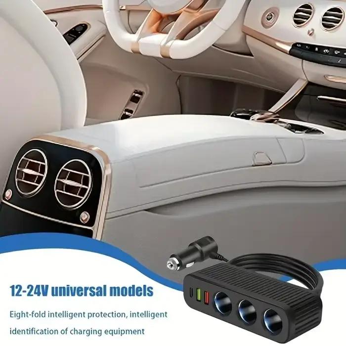 Chargeur de Voiture USB 120W 4 en 1 Multifonctionnel Allume-Cigare Rapide Chargeur Portable Adaptateur Pour iPhone Samsung Xiaomi Occasions Spéciales