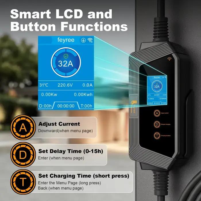 Feyree EV chargeur Type2 32A 7kW charge rapide application intelligente contrôle Wi-Fi boîte