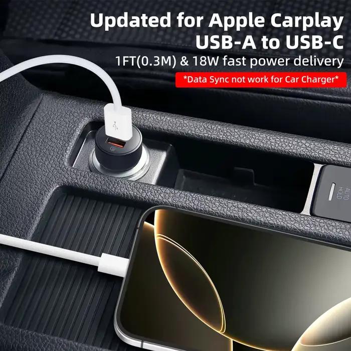 Câble USB C Carplay pour iPhone 15 16 17 série 18W Type C