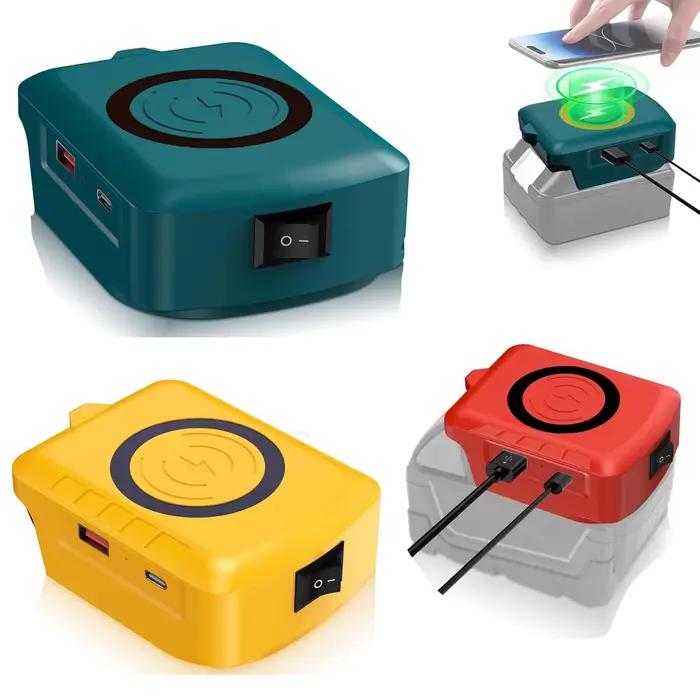 Chargeur sans fil pour batterie Li-ion 18V Makita Dewalt Milwaukee Adaptateur USB Port de charge Type-C Batterie externe portable