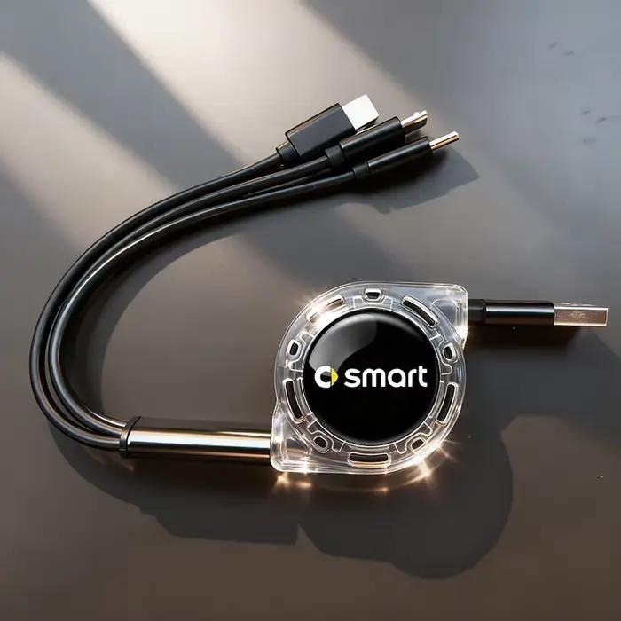 Chargeur de voiture rétractable 3 en 1 QC3.0