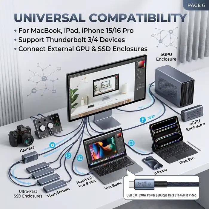 Câble USB 5.0 Type-C vers Type-C
