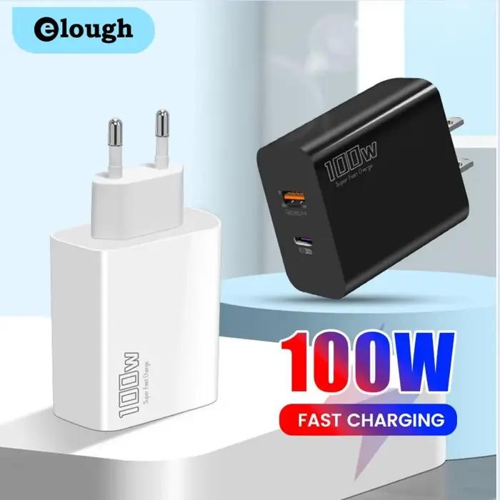 Elough 100W EU/UK/US adaptateur de Charge rapide USB C + USB A Super Charge téléphone portable pour Huawei Samsung Iphone tablette