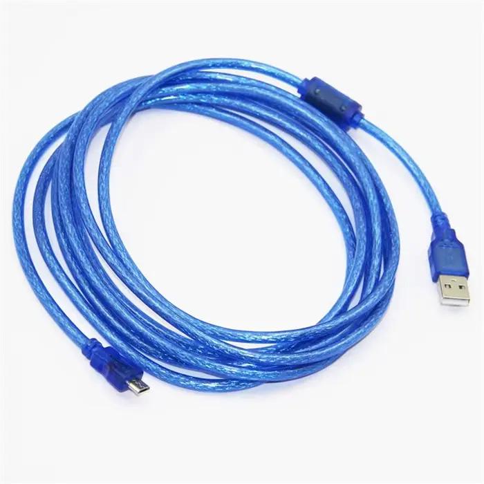 Câble de données micro USB 2.0 USB-A à Mirco-B touristes blindage feuille tressée bleu transparent 0.3m 0.5m 1.0m 3m 5m