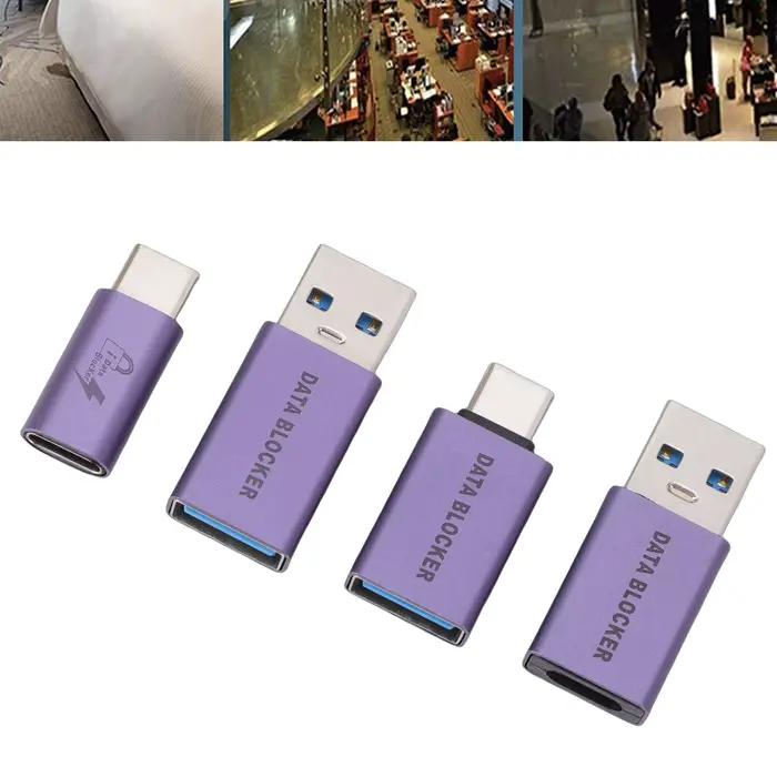 Bloqueur de données USB A mâle vers USB C femelle – Anti-piratage pour tous les téléphones mobiles USB – Charge rapide