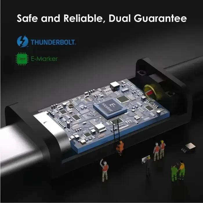 Câble Thunderbolt 5 120 Gbps 240 W, câble de charge rapide tressé Type C, transfert de données simple 4K@540Hz, double 8K@120Hz pour ordinateur portable