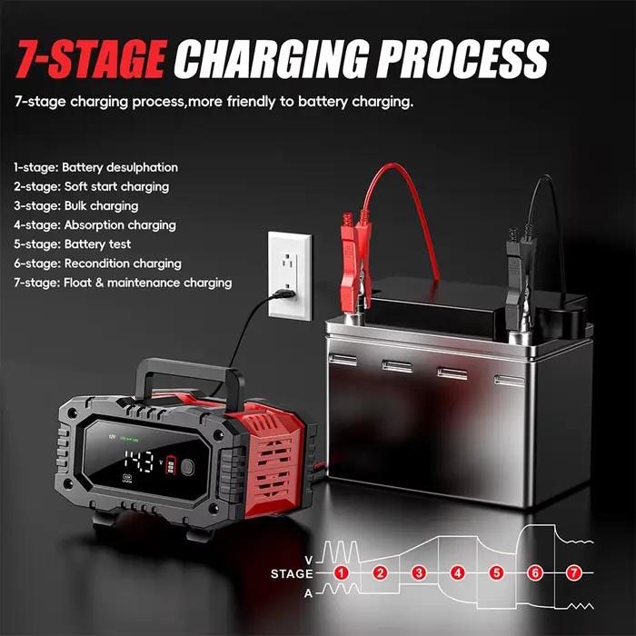Chargeur de batterie FOXSUR FPT100 FPT200 pour voiture moto camion batteries plomb-acide AGM LiFePo4 EFB GEL occasions spéciales entretien durable