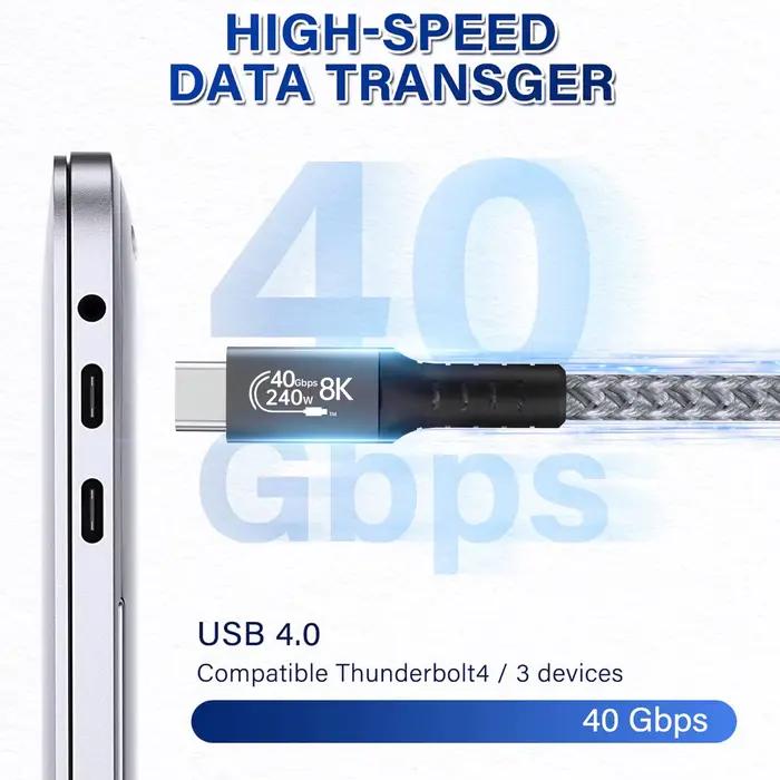 UGOURD câble USB4 40Gbps 240W Thunderbolt 4 Type C