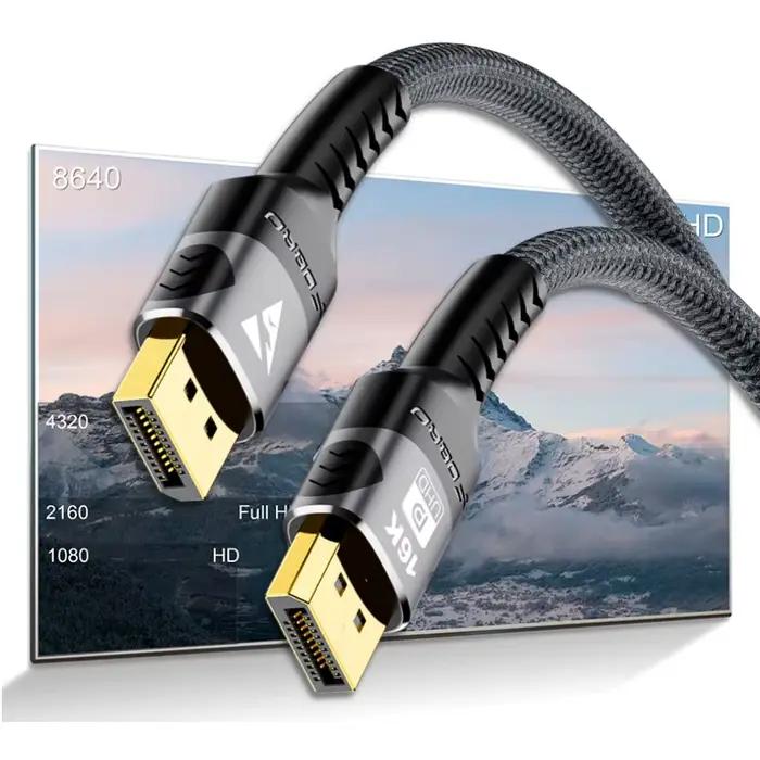 16K DP 2.1 8K @ 120Hz 4K @ 240Hz 32Gbps HDR vidéo Audio Displayport câble Port d'affichage pour ordinateur portable TV