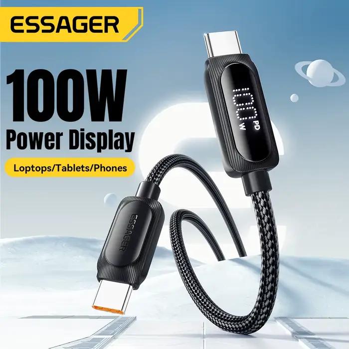Câble Essager USB Type C rapide et synchro données pour Macbook Xiaomi Samsung en 1 2 ou 3 mètres