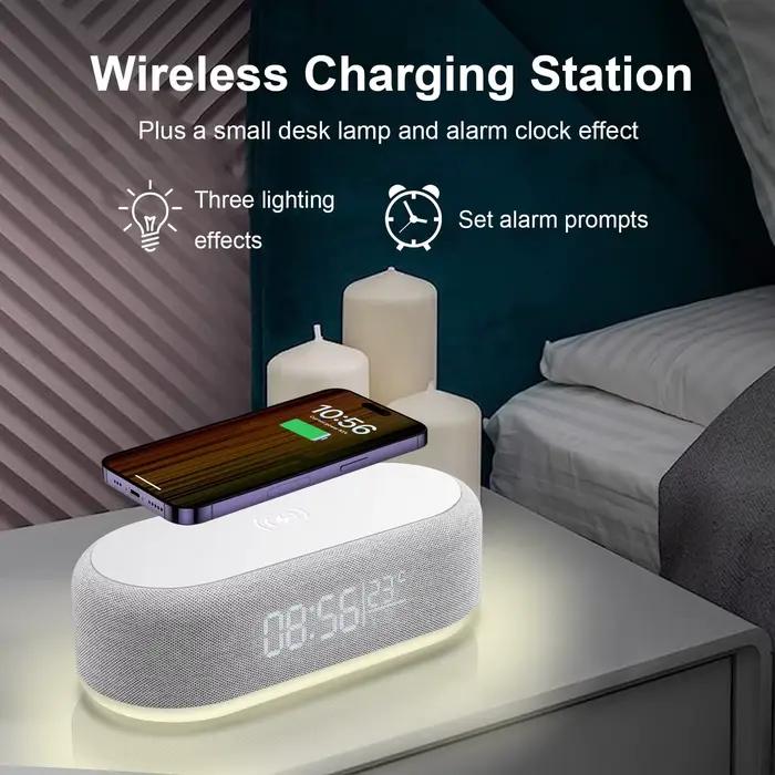 Support de chargeur sans fil réveil temps lumière LED chargeur de téléphone 15W Station de charge rapide pour iPhone 17 ~ 12 Samsung Xiaomi