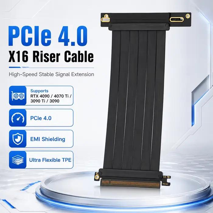 PCI Express 3.0/4.0x16 à x16 Gen 4 GPU Double carte graphique inverse câble d'extension