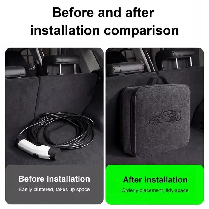 Etui de rangement en feutre pour chargeur de véhicule électrique sac organisateur de câble de charge pour voiture pour femmes hommes usage extérieur voyage