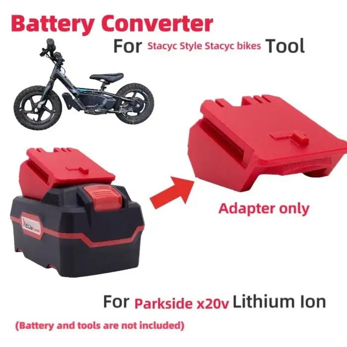 Adaptateur pour batteries Stacyc / Parkside. Compatible avec tous les vélos