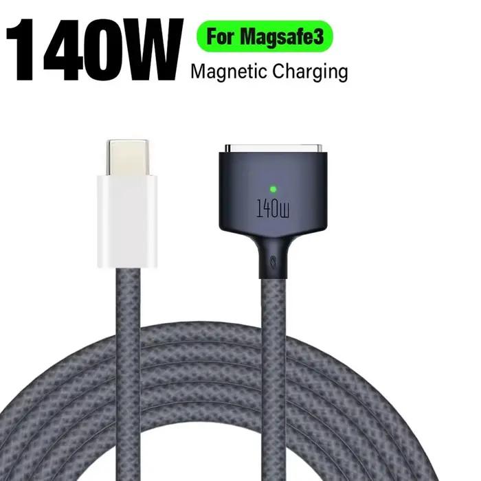 Câble de charge rapide USB-C PD magnétique sécurisé 140W 2M Type C pour MacBook Air/Pro A2442 A2485 A2681